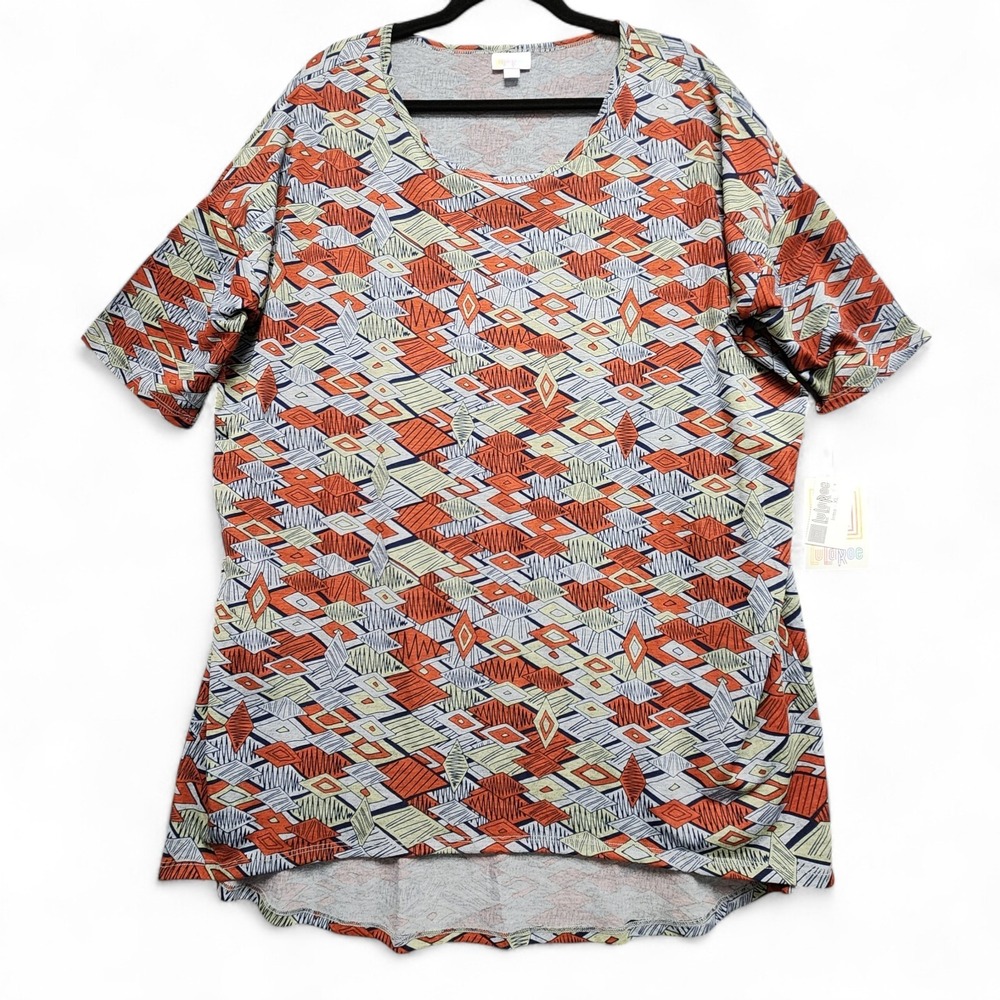 Lularoe Irma Tunic Top Size XL Geometric Diamond Print High Low Shirt NEW w/ Tag